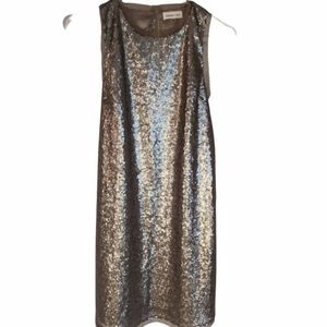 Sugar + Lipz Pewter Sequin Evening Dress Small